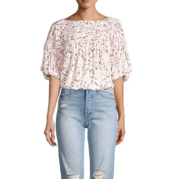 NWT Free People Dessa Woven Floral Bodysuit - Ivory Combo - Picture 3 of 7